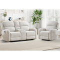 Manual Living Room Furniture Reclining Couch Set, Soft Fabric Recliner Chair and Loveseat Sofa Couch for Meeting