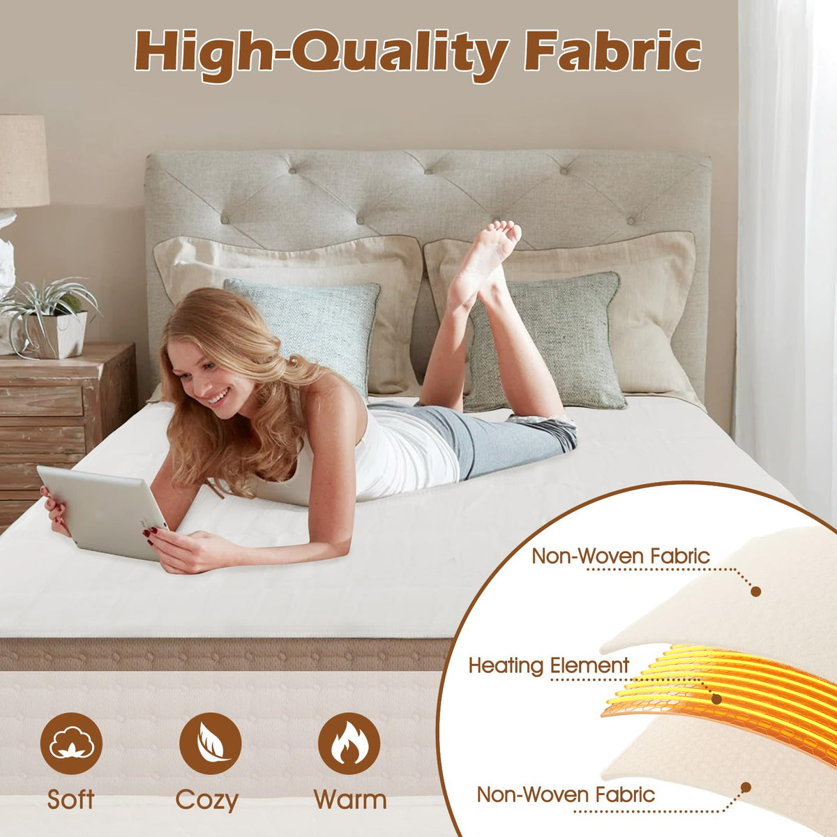 Heated Mattress Pad King Size, Zone Heating Electric Mattress Pad