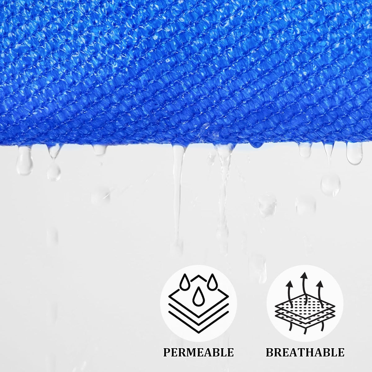 Shade Sail 14'X14' Rectangle Blue Breathable UV Block Outdoor Canopy for Backyard Patio Pergola Garden Deck(We Make