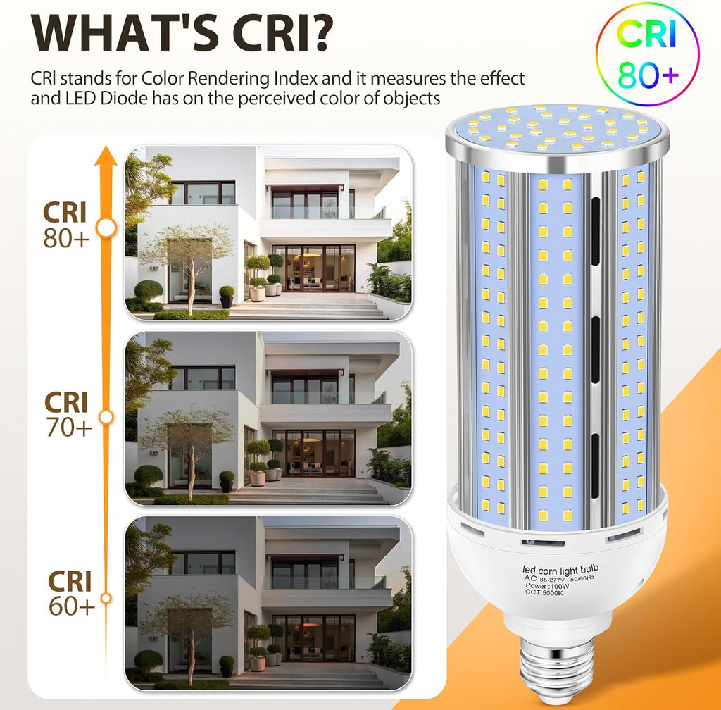 4 Pack 100W Corn LED Light Bulb Fanless,5000K Daylight(1000 Watt Equivalent) E26/E39 Large Mogul Base LED Cob Lamp