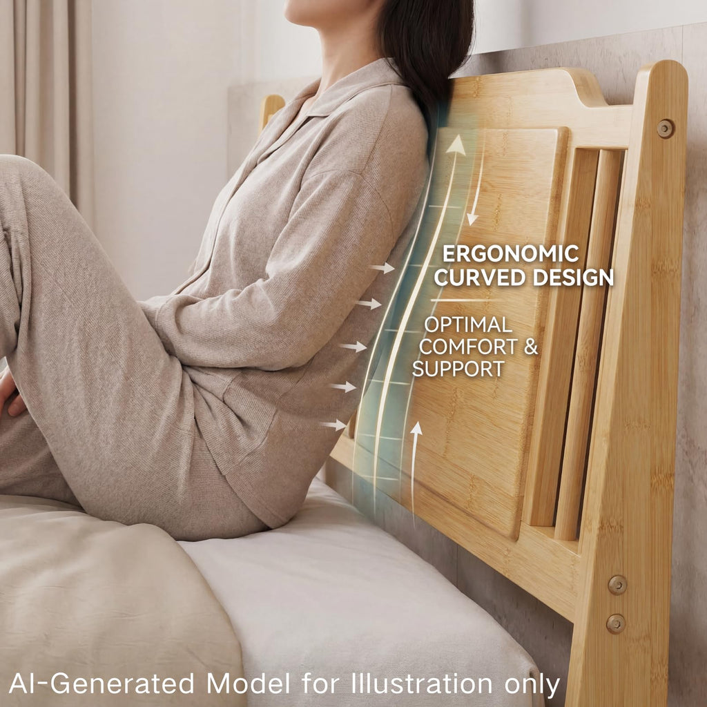14 Inch Bamboo Wood King Bed Frame with Headboard