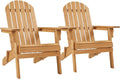 Folding Adirondack Chair Set of 2 Fire Pit,Honey Brown | Weather-resistant outdoor seating with a classic slatted