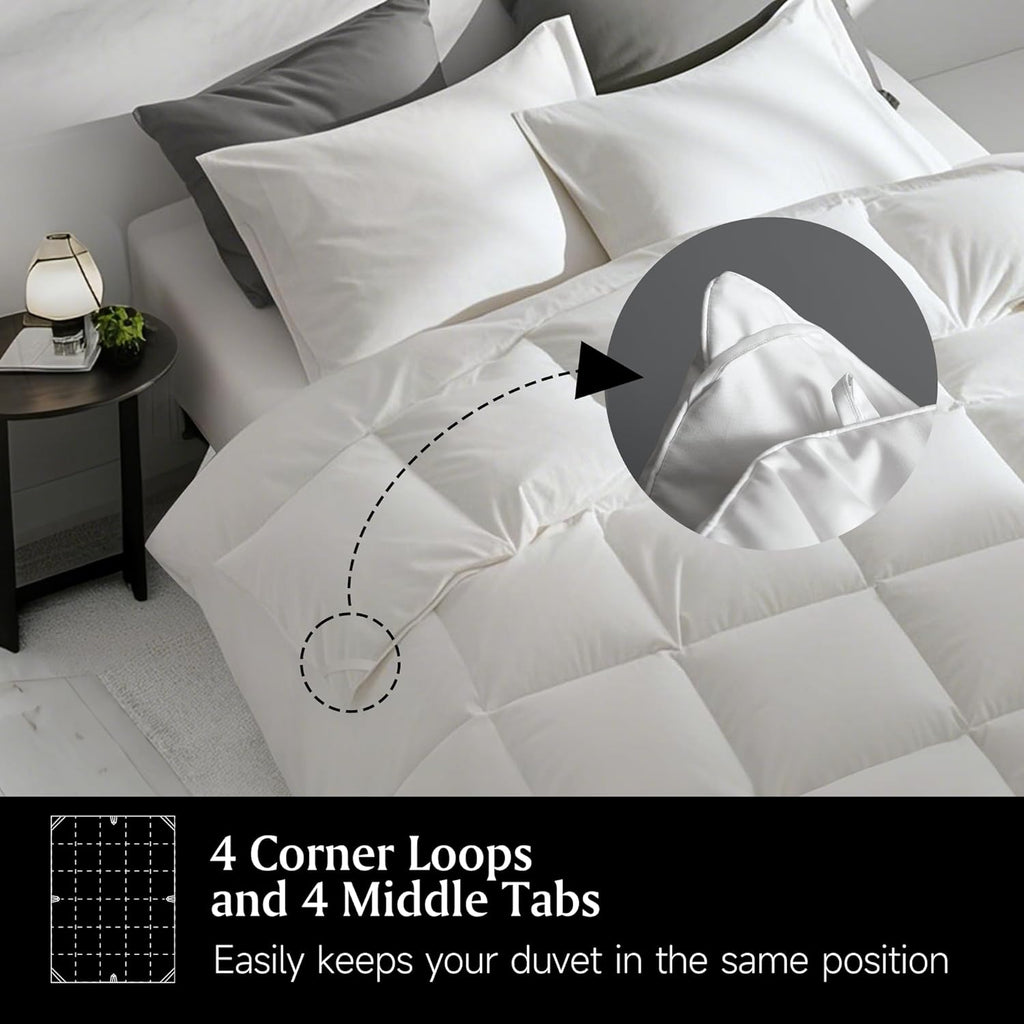 Goose Down Fiber Comforters, All Season Luxury White Duvet Insert, 100% Cotton Fabric