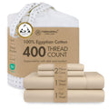 400 Thread Count Egyptian Cotton Queen Sheet Set, Sateen, Beige