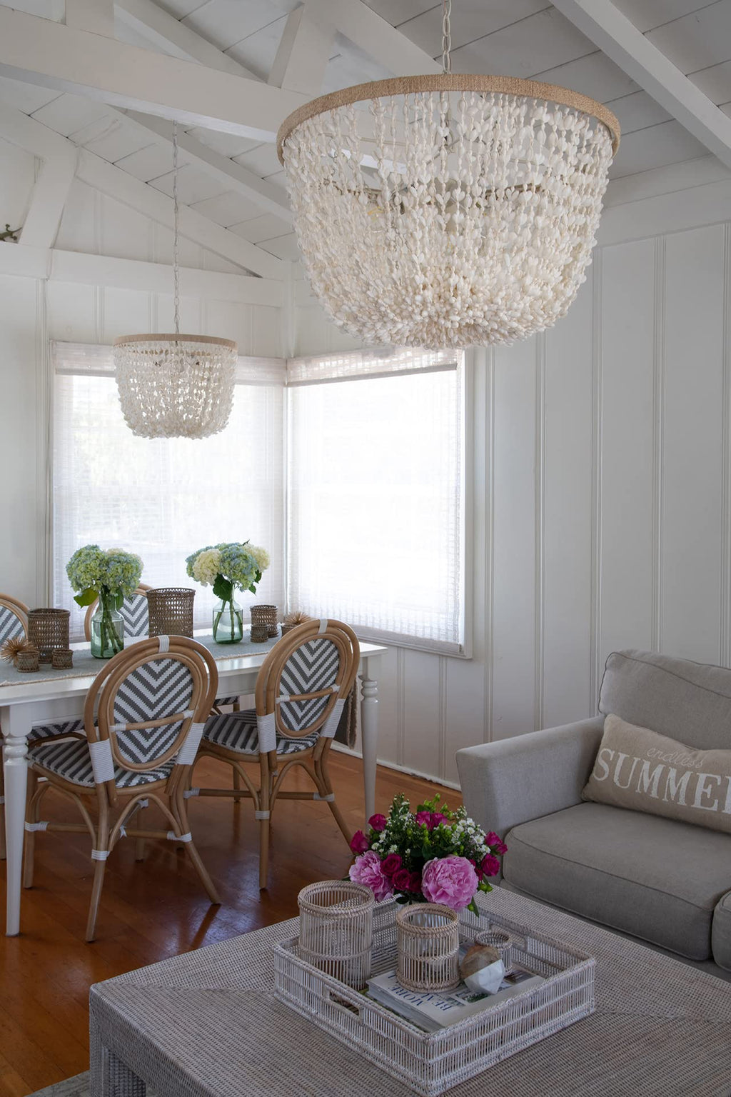Inspired Nelson Style Inverted Pendant Lamp, Bubble Seashell, White