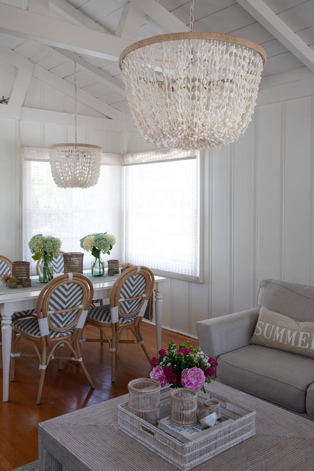 Inspired Nelson Style Inverted Pendant Lamp, Bubble Seashell, White