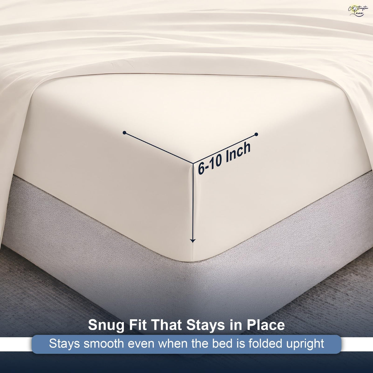 Murphy Bed Sheets - Luxury Bed Linen Set - 1800 Microfiber, Ivory, 4 Pc Set with Deep Pockets