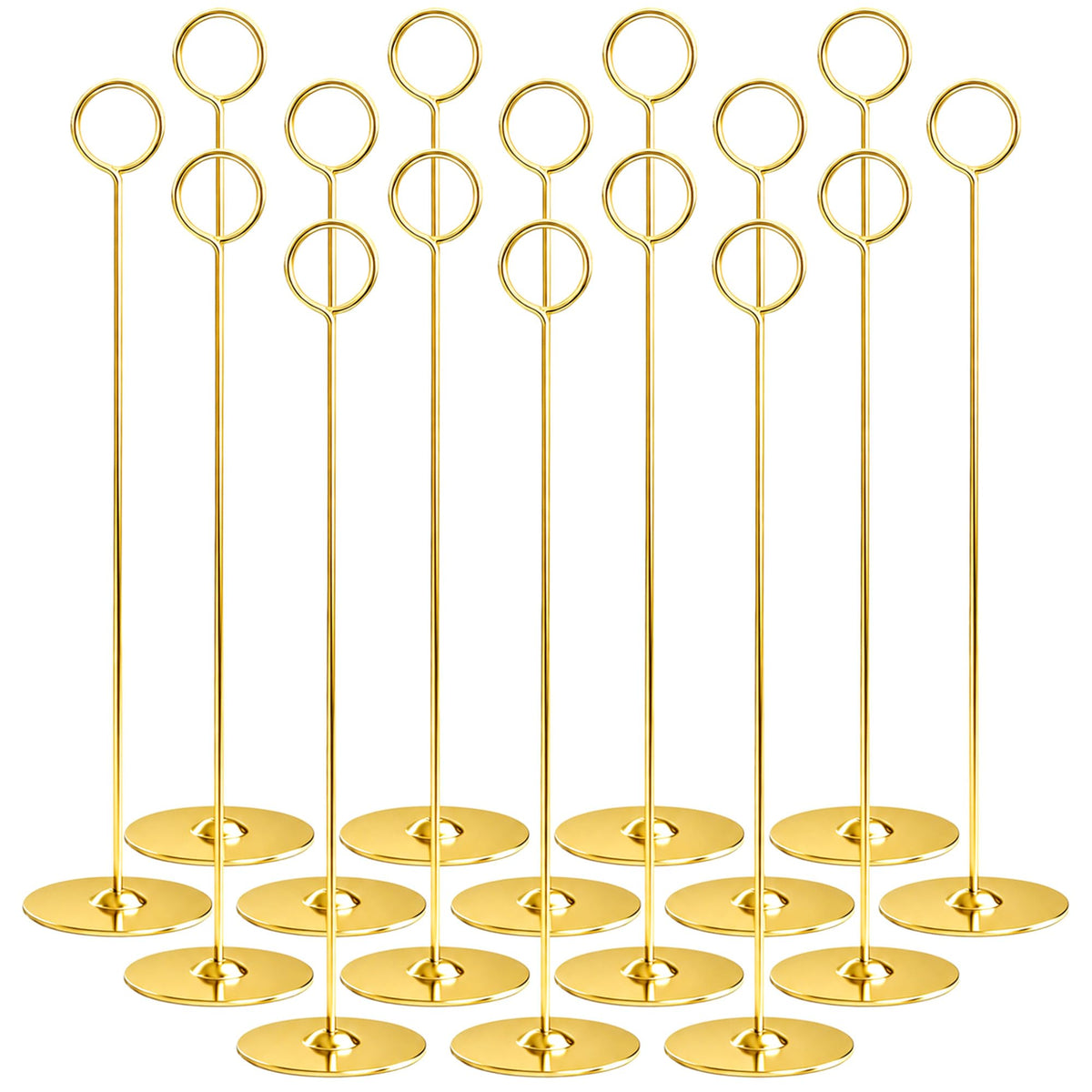 16PK Gold Table Number Holders Place Card Holders 12 Inch Table Card Holders Steel Card Holders for Photos, Food