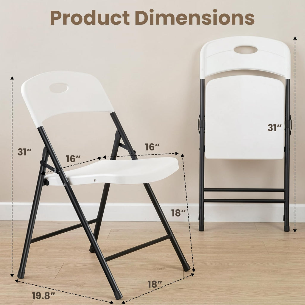 Folding Chairs 4 PCS, 350 lbs Heavy Duty Plastic Foldable Chair, Indoor Outdoor Portable Stackable Commercial Seat with