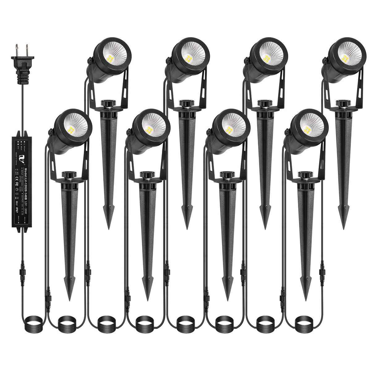 Low Voltage Landscape Lighting, 8 Pack Outdoor Spot Lights with Transformers, 12V Warm White Landscape Spotlights