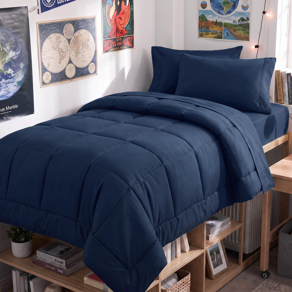 Comforter Set Navy Blue - 5 Pieces Bed in a Bag
