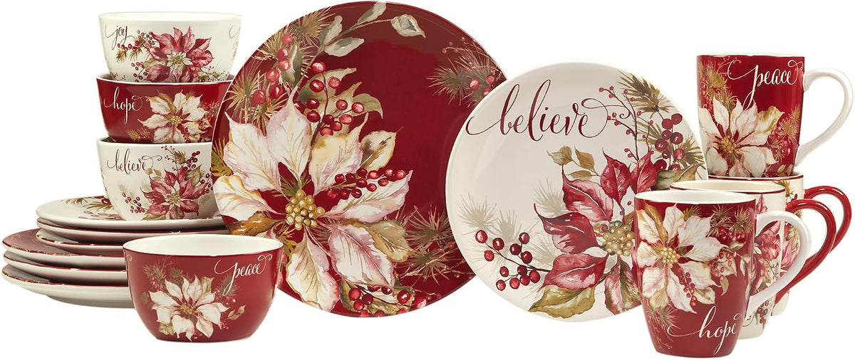 Winters Joy 16 Piece Dinnerware Set, Service for 4