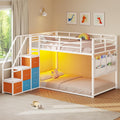 Low Bunk Bed Twin Over Twin with 6 Storage Drawers and 6-Pocket Organizer, Reversible Storage Staircase(Left or Right)