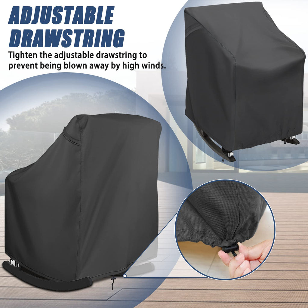 Outdoor Rocking Chair Cover, Waterproof 420D Patio Chair Cover, Black
