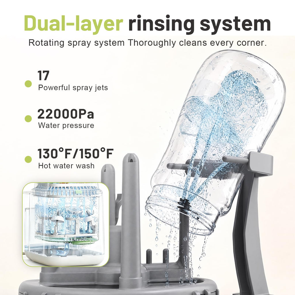 Baby Bottle Washer,4-in-1 Auto Wash Dry Store -White