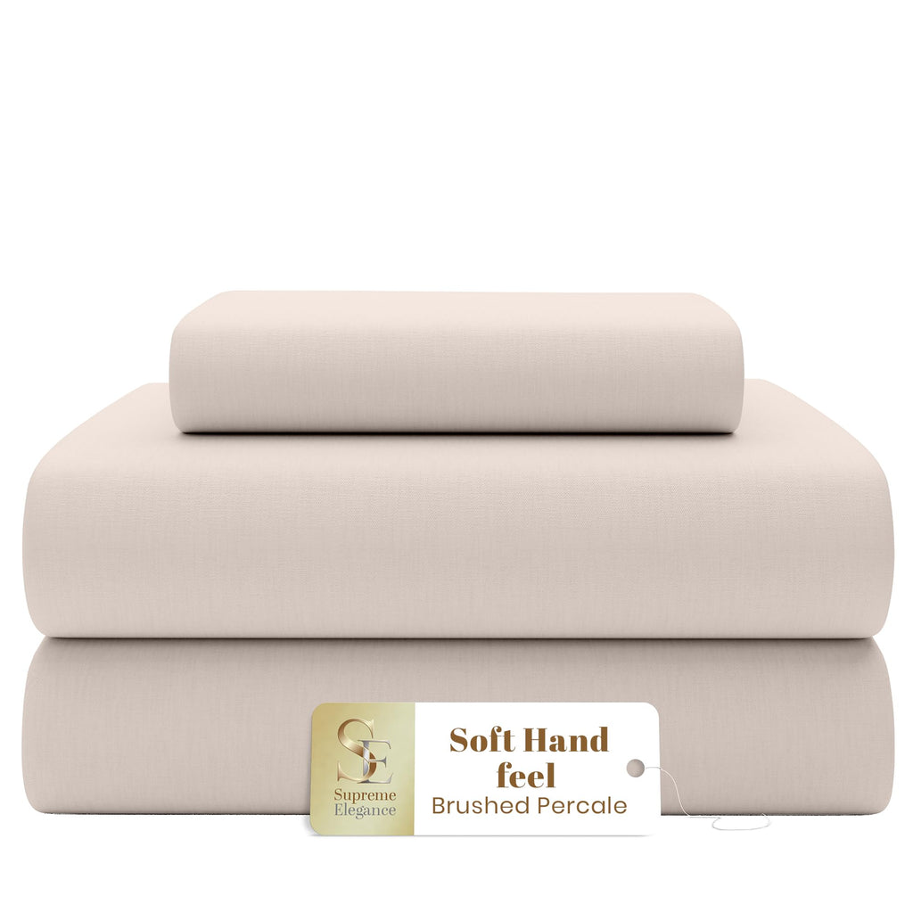 Cotton Rich Percale Twin XL Dorm Sheet Set - Soft Pink