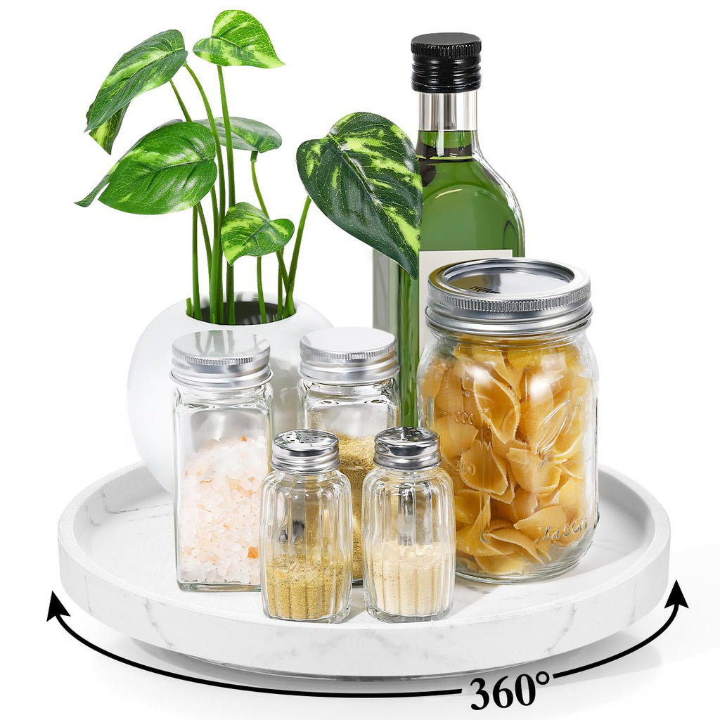 10.63" Resin Turntable Lazy Susan for Table Top, Gravel White