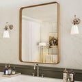 22X30 Inch Bathroom Mirror with Wood Grain Colored Metal Frame