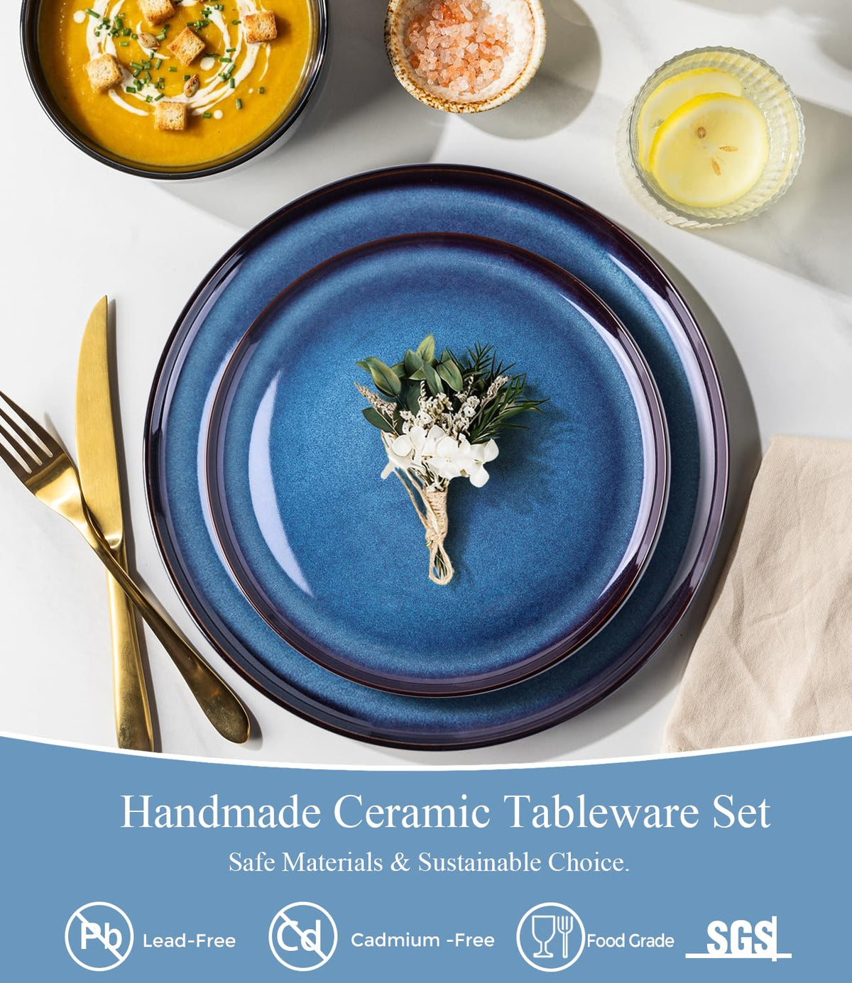 Ceramic Dinnerware Sets for 8,24Pcs Porcelain Plates and Bowls Set