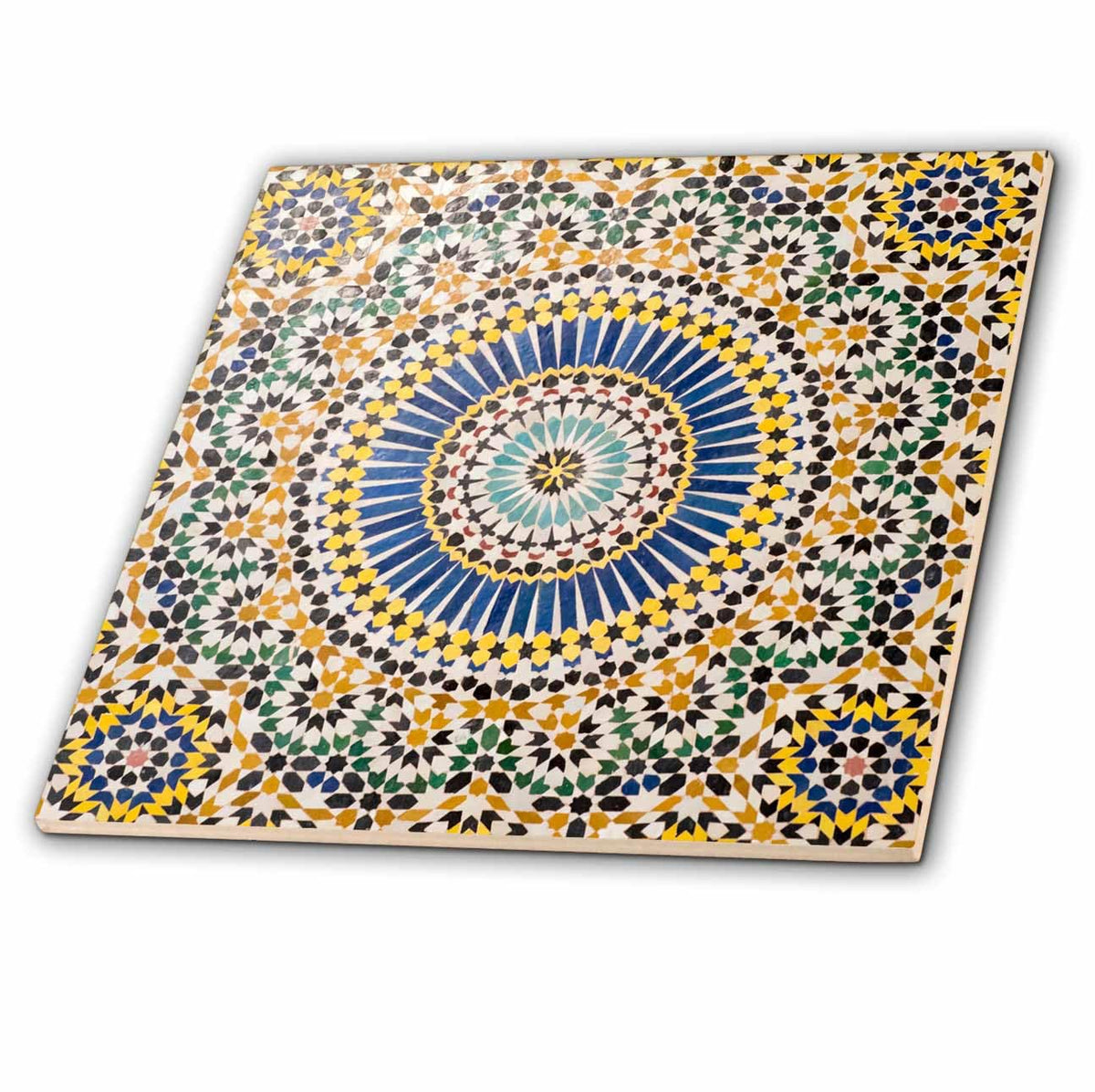 Morocco, Agdz, Kasbah of Telouet Zelij. Moroccan 6 Inch Ceramic Tile