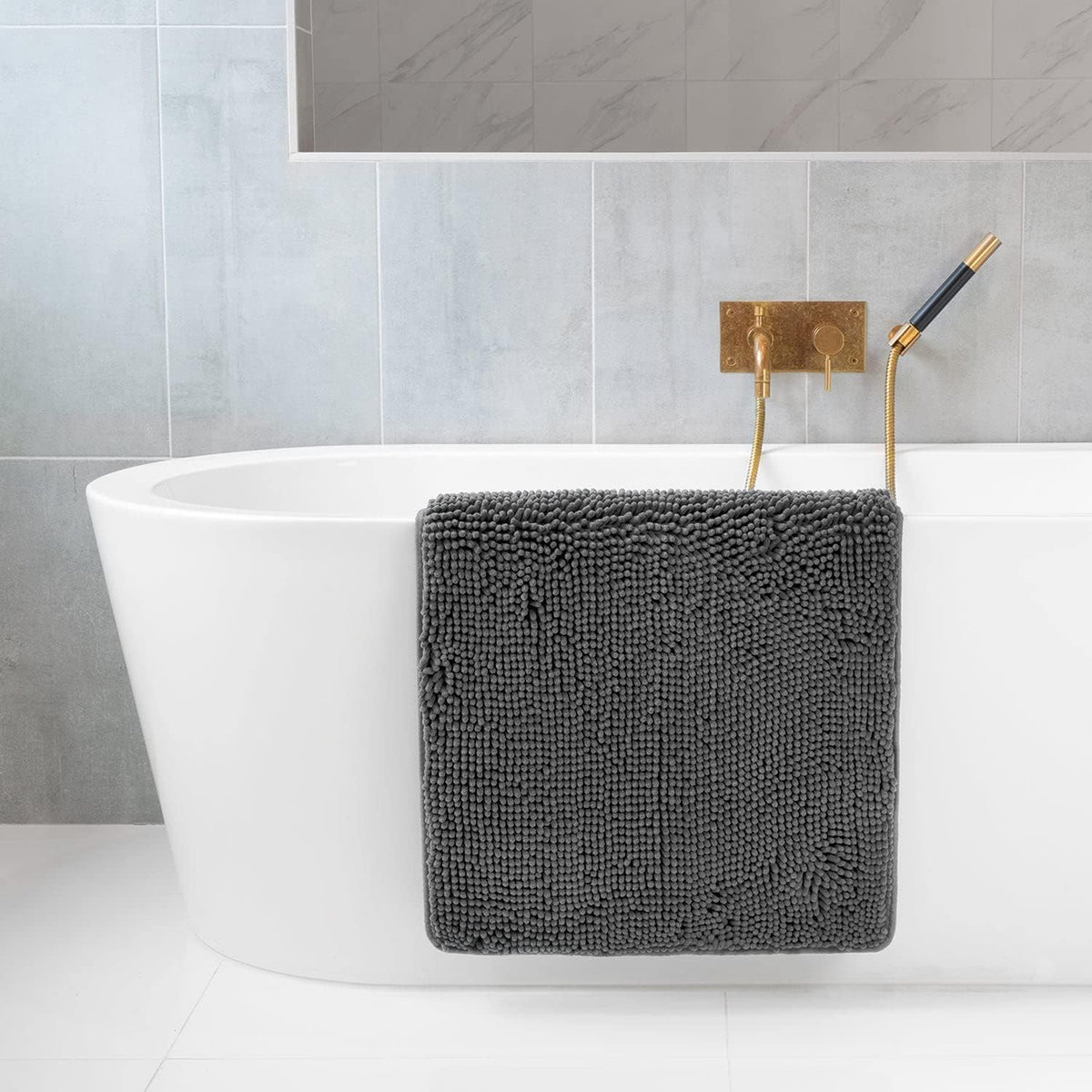 Bathroom Rugs, Extra-Thick Memory Foam Bath Mat, Ultra-Soft Chenille Microfiber, Highly Absorbent, Machine Washable