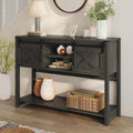 Entryway Table with Storage Cabinets, 46" Modern Farmhouse Console Table with Sliding Barn Door, Wood Rustic Sofa