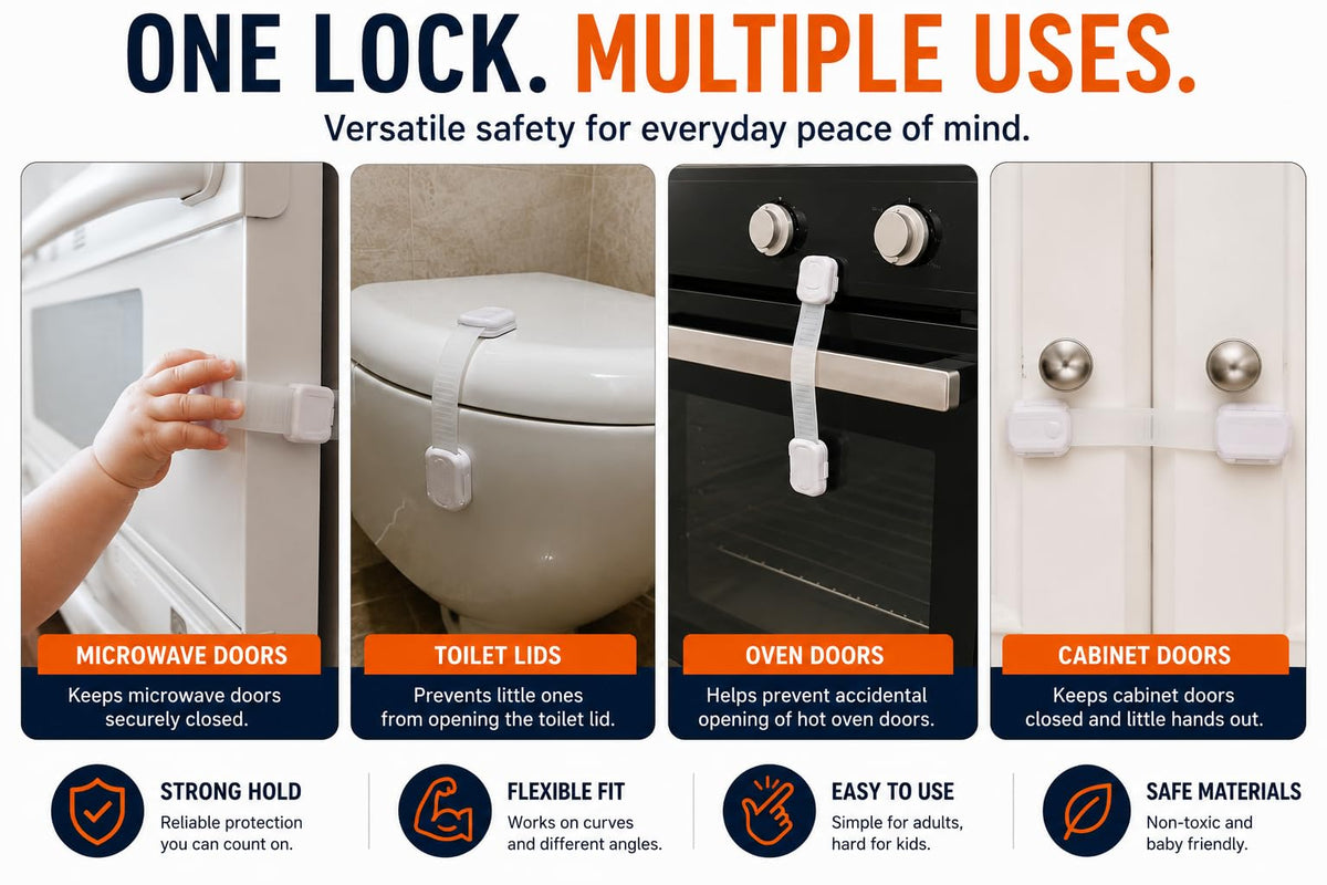 Cabinet Locks Baby Proofing, Child Proof, 10 Pack, Gray