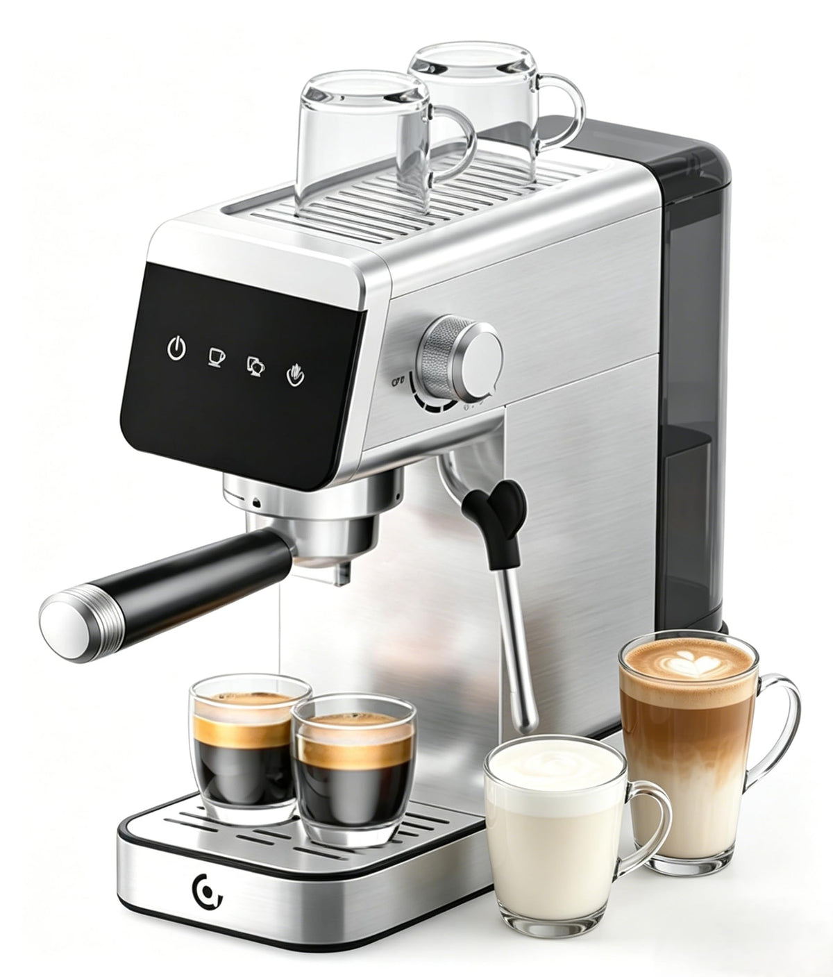 20 Bar Compact Home Espresso Coffee Machine, Matte Silver