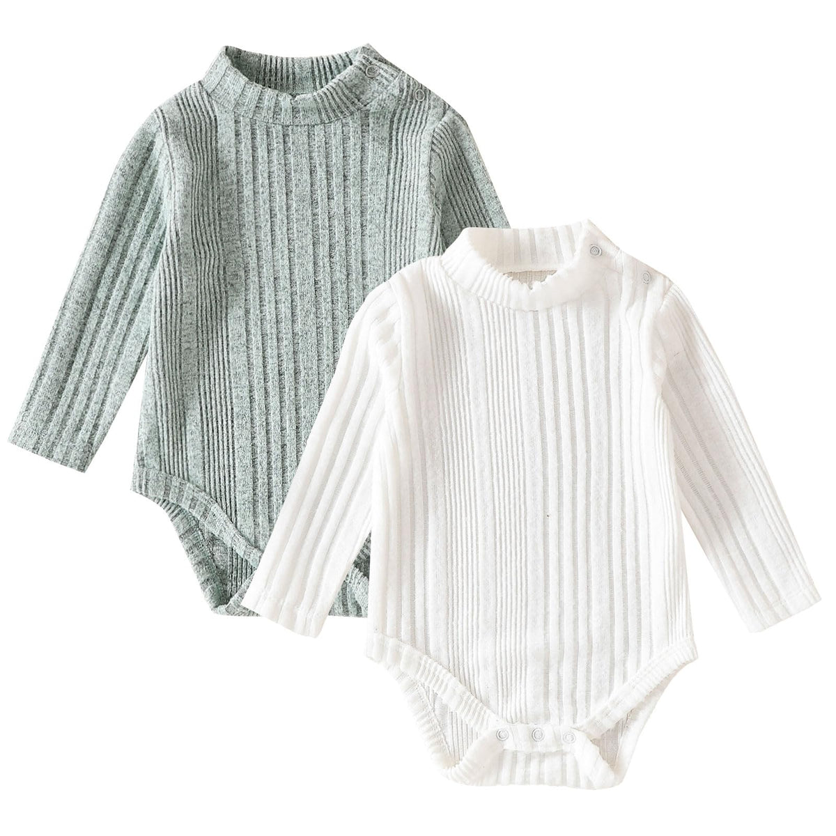 Baby Turtleneck Bodysuit 2 Pack Long Sleeve Ribbed Onsies