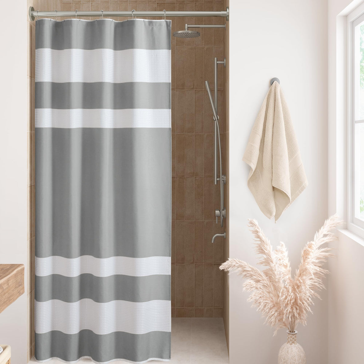 Spa Waffle Stall Shower Curtain, 54 x 78", Grey
