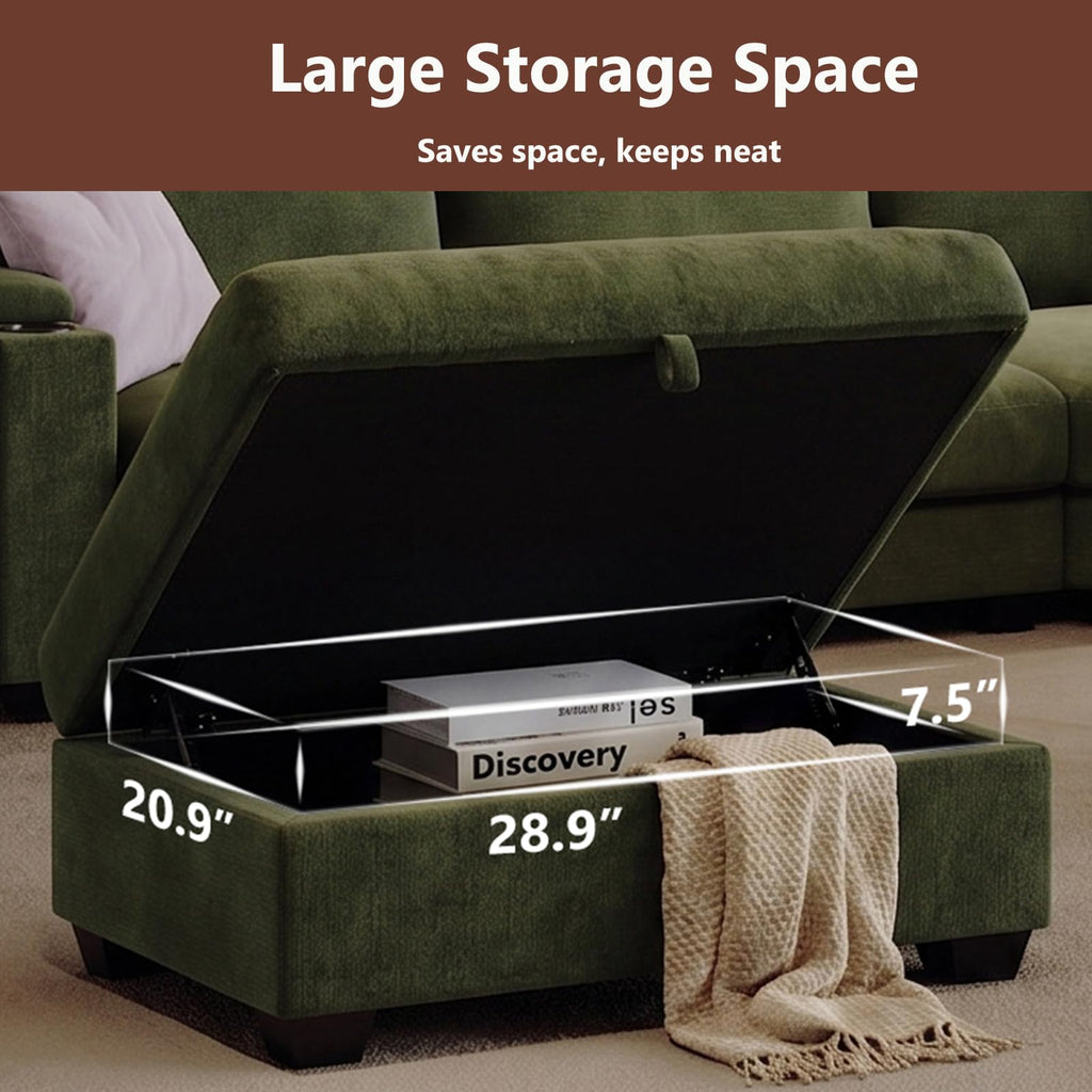 107" L Shaped Sectional Couches with Cup Holder