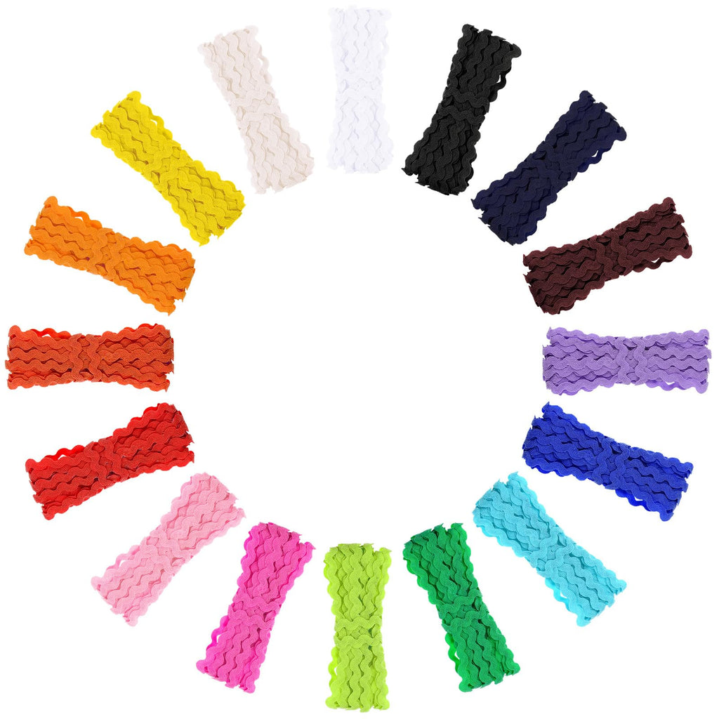 Rick Rack Trim for Sewing Wavy Fringe Ribbon, Multicolor - 88 Yards