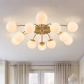 38 Inch Twelve-Light Gold and White Sputnik Chandelier, Large