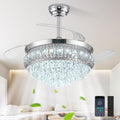42" Crystal Retractable Ceiling Fan with Light & Remote