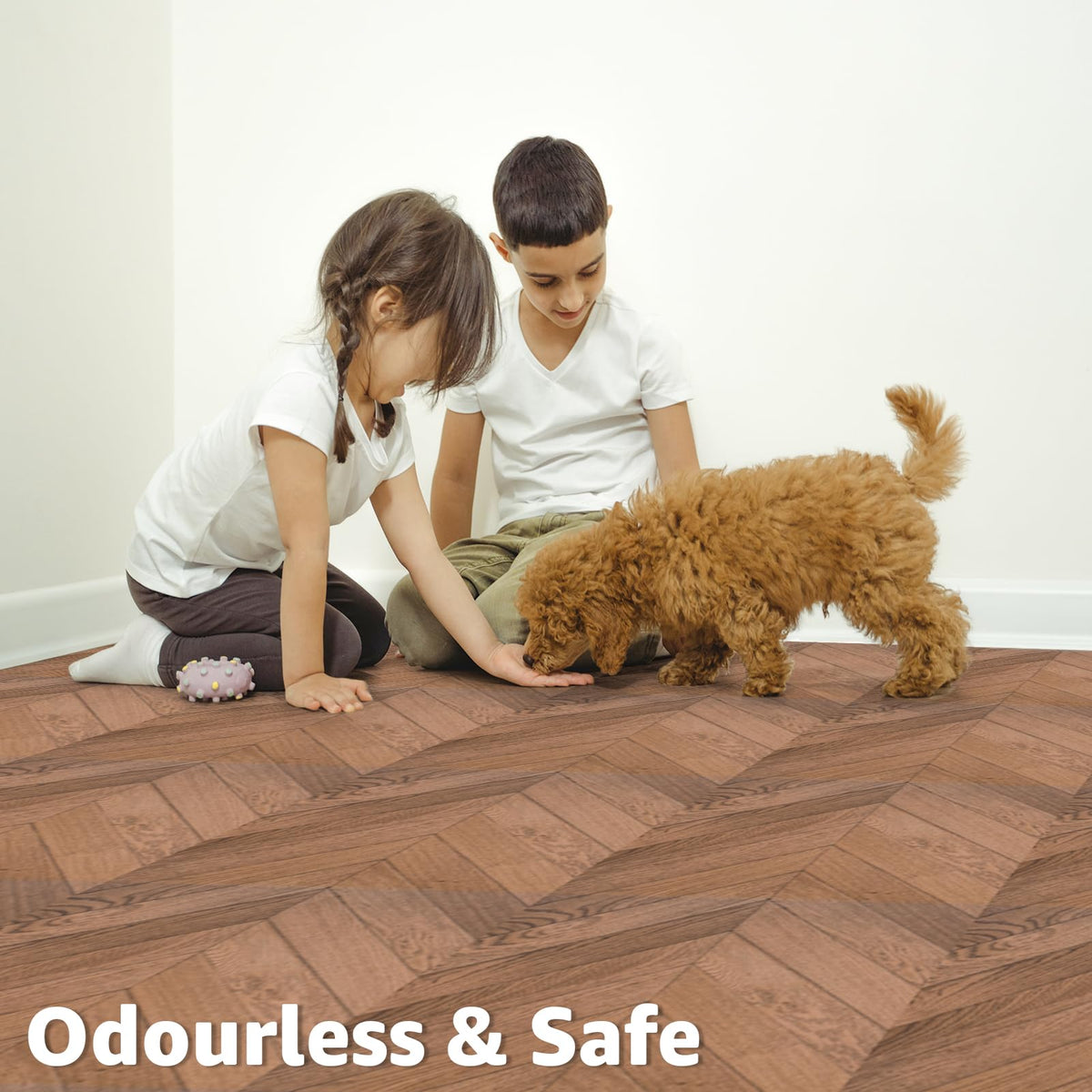 30-Pack Herringbone Peel and Stick Floor Tiles (30 Sq.Ft), Brown