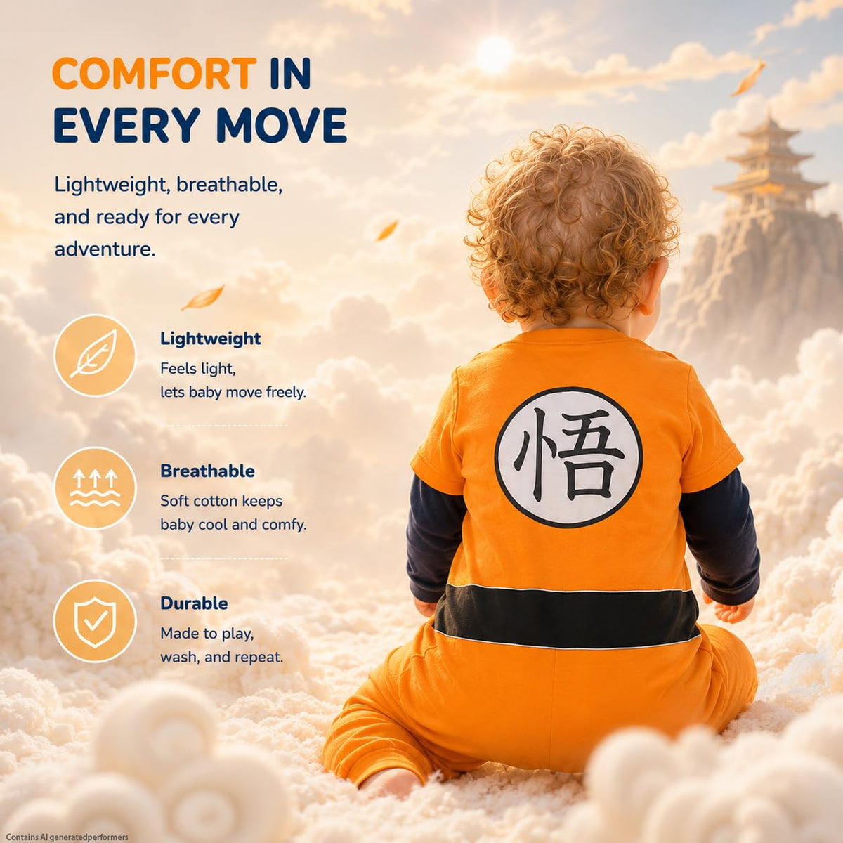 Newborn Baby Romper Outfit for Boys Girls Cartoon Long Sleeve Jumpsuit Coming Home Gift Baby Clothes Orange 12-24