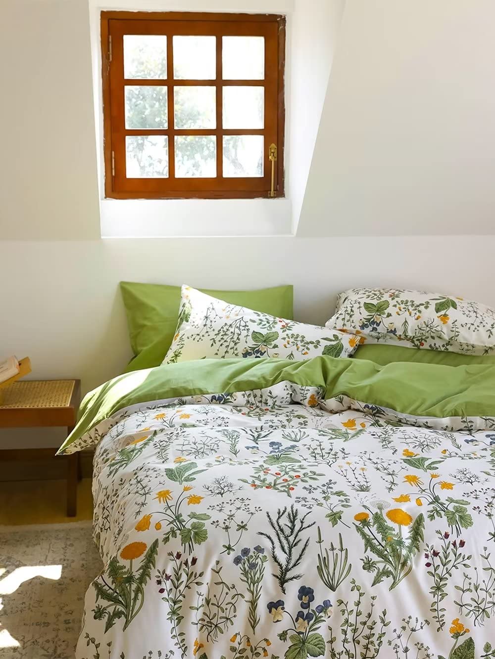 Green Floral Comforter Set Twin Yellow Green Botanical Bedding Set Twin Size Boho Comforter for Girls Women Boy Men