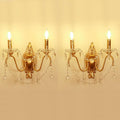 Two-Light French Vintage Crystal Sconce in Gold Iron, E12 Base