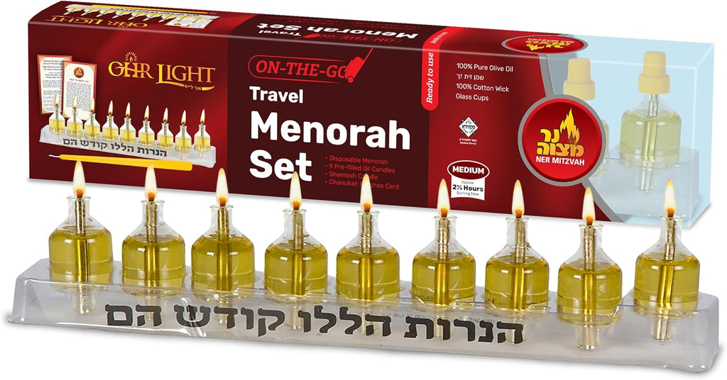 On The Go Travel Set - 9 Pre-Filled Glass Cups Included - 100% Pure Olive Oil with 100% Cotton Wicks- Burns Approx. 2