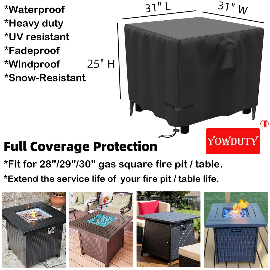 Propane Gas Fire Pit Table Cover Square 30 x 30 x 25 Inch