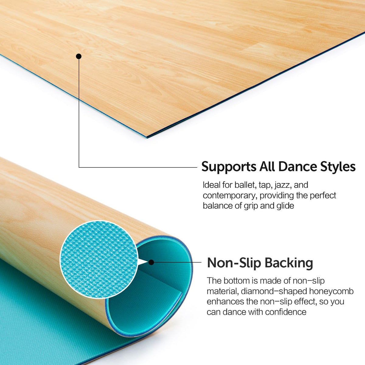 Marley Dance Floor, Portable PVC Dance Mat 4x6 Feet Non-Slip Shock