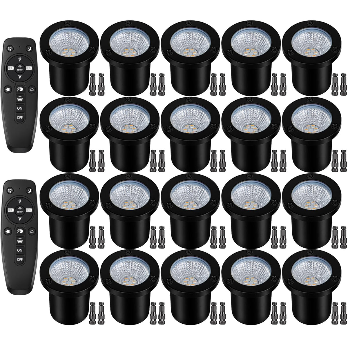Dimmable Landscape Well Lights, Low Voltage Outdoor In-Ground Lighting IP67 Waterproof with Memory