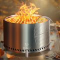 28 Inch Smokeless Firepit with Stand & Grill Rack, Large Stainless Steel Fire Pit, Wood Burning Firepit Garden Picnic