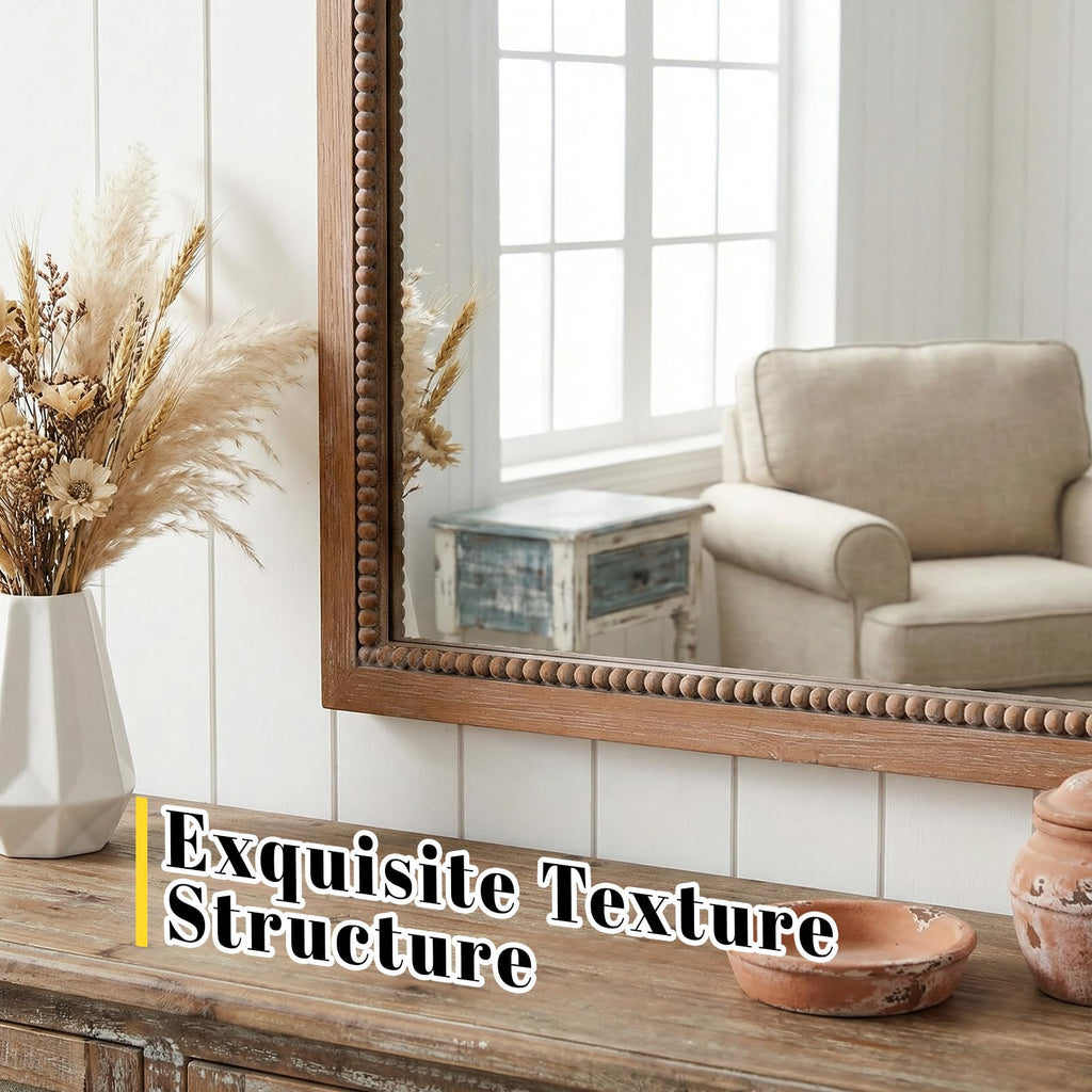 Arched Wood Mirror, 22x30" Farmhouse Vanity Boho Bathroom Wall Mirrors