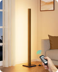 Mid Century Modern Floor Lamp with Remote, Dimmable Wood LED Corner Lamp, Minimalist Standing Mood Lighting
