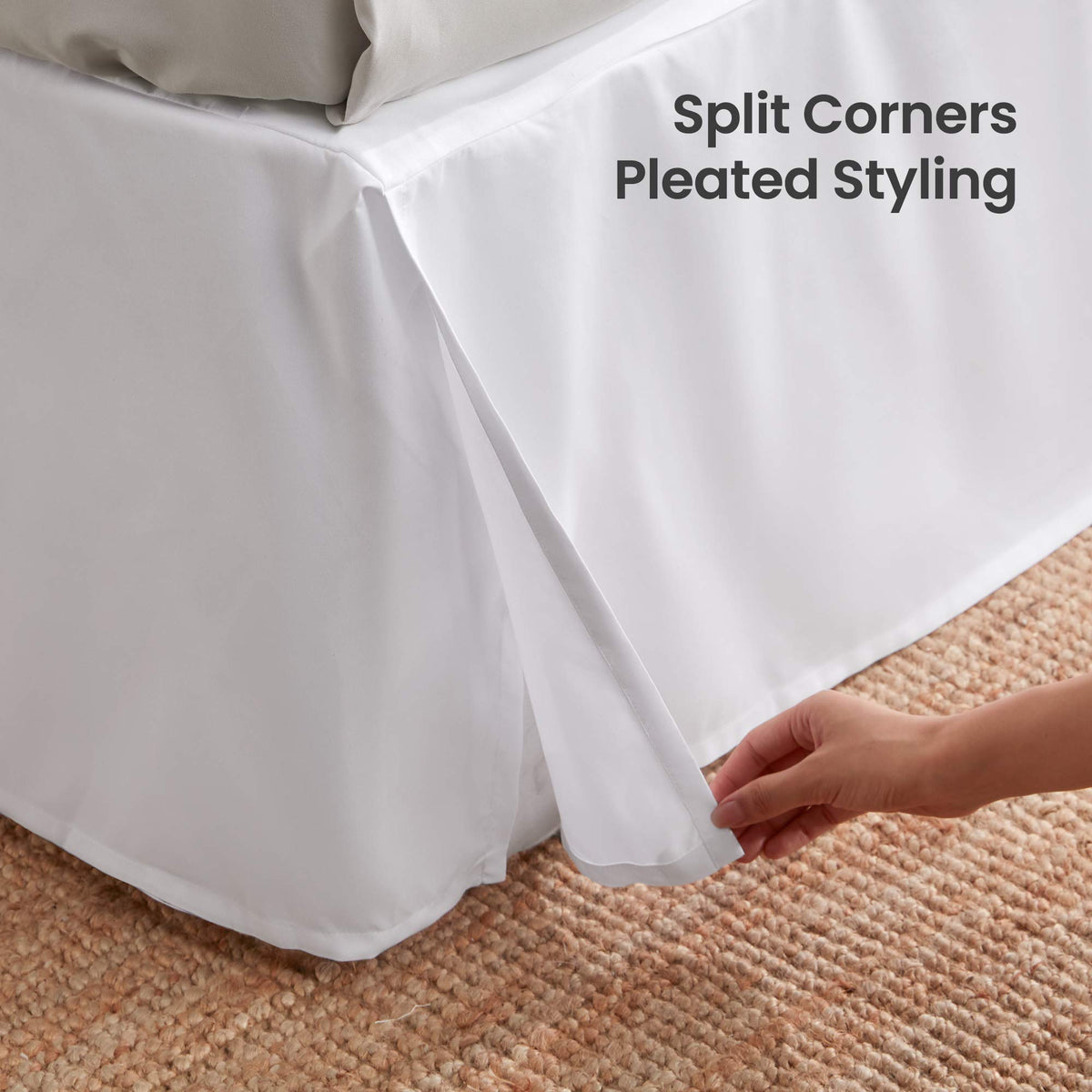 Pleated Bed Skirts, 15 inch Tailored Drop Easy Fit Bedskirt, Anti-Static, Fade Resistant (White)