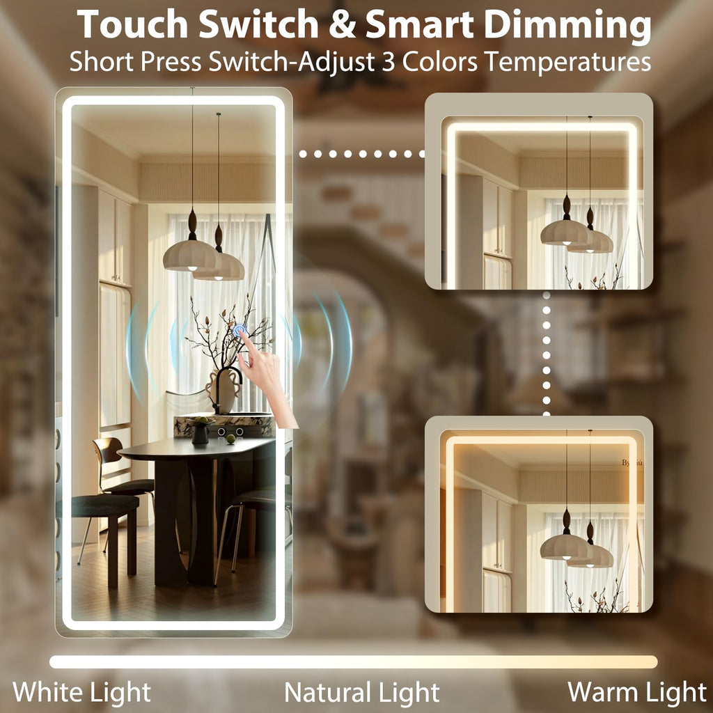 71" x 26" Rounded LED Full Length Mirror