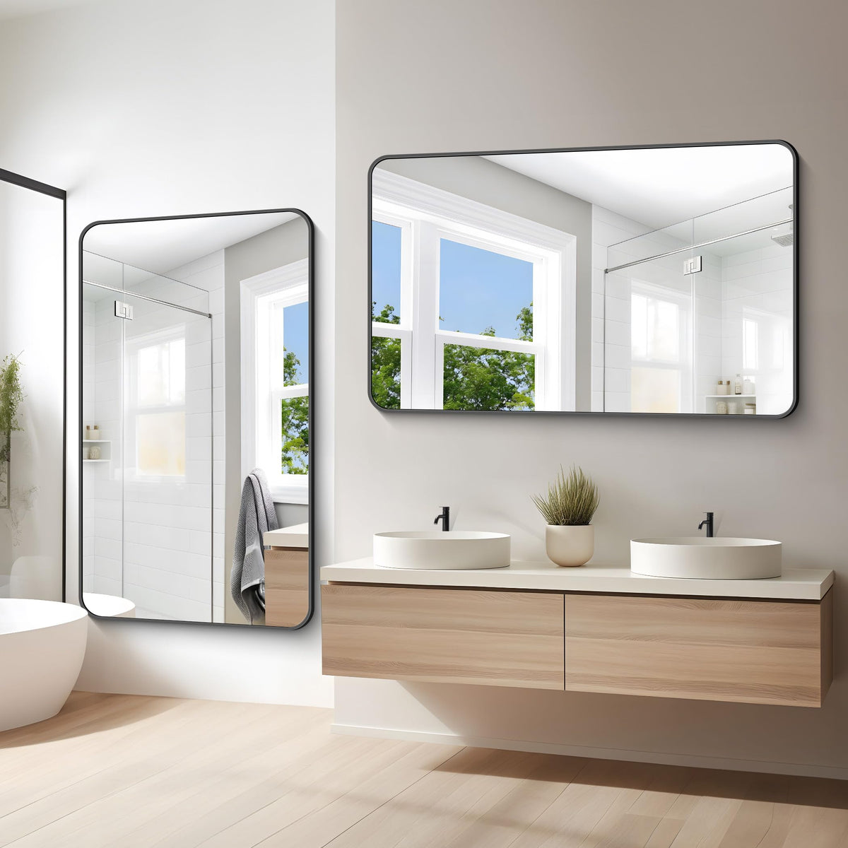 60x36 inch Large Bathroom Mirror, Black Rectangle Mirror