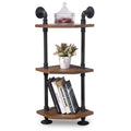5-Tier Bookcase with Storage, Wall Mount Pipe Bookshelf with Solid Wood Bedroom Home Office (Rustic Brown)