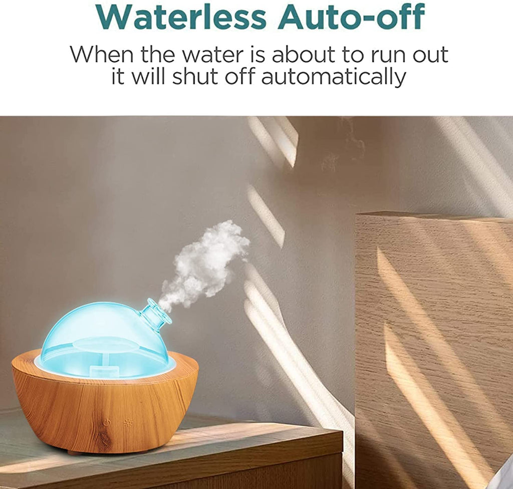 280ml Glass Essential Oil Diffuser Wood Grain Base Air Aroma Diffusers for Aromatherapy Cool Mist Humidifier with